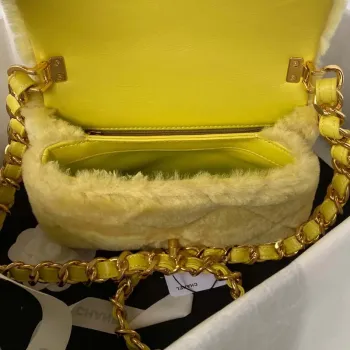 Chanel AS3498 Kabelka s klopou Shearling Yellow