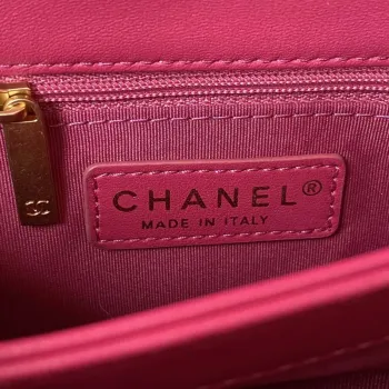 Chanel kabelka s klopou z jehněčí kůže AS3498 růžová červená