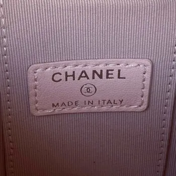 Chanel AP2718 Malá kosmetická taštička s řetízkem z telecí kůže, růžová