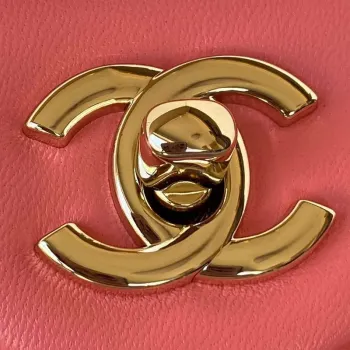 Chanel AS1787 Mini taška s klopou z jehněčí kůže v růžovo-zlaté barvě