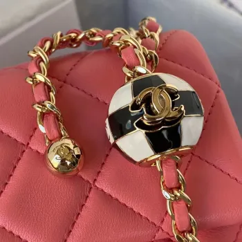 Chanel AS1787 Mini taška s klopou z jehněčí kůže v růžovo-zlaté barvě