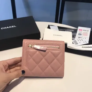 Chanel AP0231 Klasická malá peněženka FLAP z telecí kůže, růžová zlatá