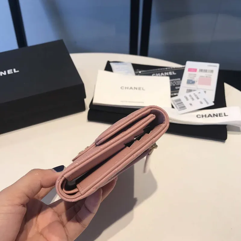 Chanel AP0231 Klasická malá peněženka FLAP z telecí kůže, růžová zlatá