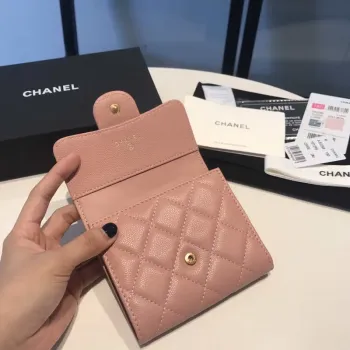 Chanel AP0231 Klasická malá peněženka FLAP z telecí kůže, růžová zlatá