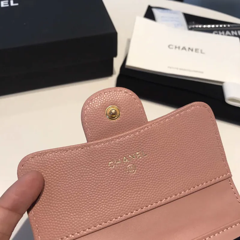 Chanel AP0231 Klasická malá peněženka FLAP z telecí kůže, růžová zlatá