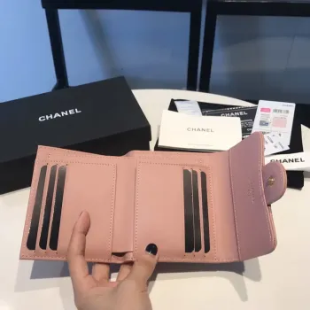 Chanel AP0231 Klasická malá peněženka FLAP z telecí kůže, růžová zlatá