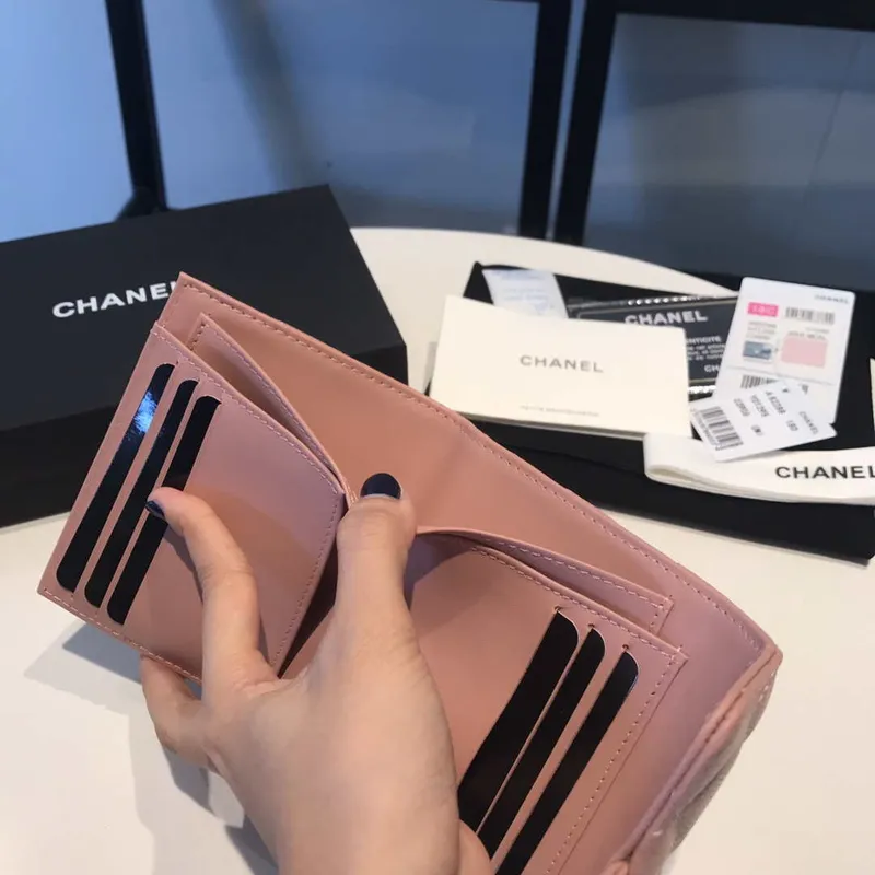 Chanel AP0231 Klasická malá peněženka FLAP z telecí kůže, růžová zlatá