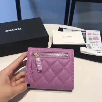 Chanel AP0231 Klasická malá peněženka FLAP z telecí kůže, fialová a zlatá