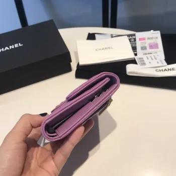 Chanel AP0231 Klasická malá peněženka FLAP z telecí kůže, fialová a zlatá