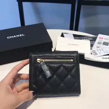 Chanel AP0231 Klasická malá peněženka FLAP z telecí kůže, černá a zlatá