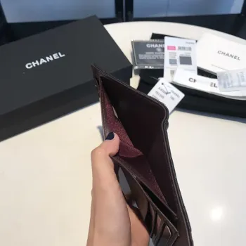 Chanel AP0231 Klasická malá peněženka FLAP z jehněčí kůže, černá se stříbrnými detaily