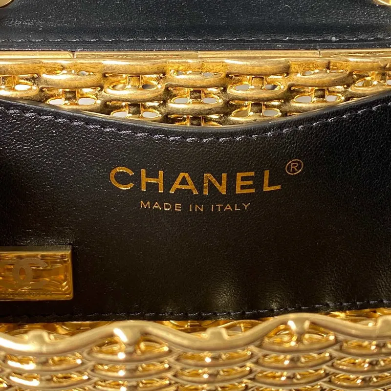Chanel AS3713 MALÁ VEČERNÍ TAŠKA Jehněčí kůže a zlatý kov Černá a zlatá