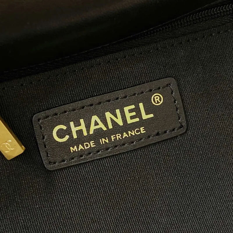 Chanel AS3652 Malá taška s klopou a horním uchem Bavlna a vlna Tweed a zlatý kov Černá