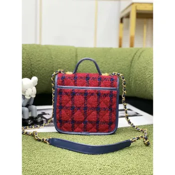 Chanel AS3652 Malá taška s klopou a horním uchem Bavlna a vlna Tweed a zlatý kov Černá a červená