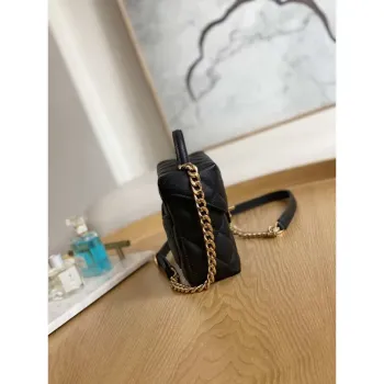 Chanel AS3729 Malá kosmetická taštička Zrnité telecí kůže a zlatý kov Černá