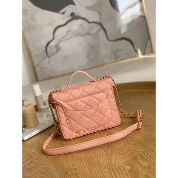 Chanel AS3729 Malá kosmetická taštička Zrnité telecí kůže a zlatý kov Růžová