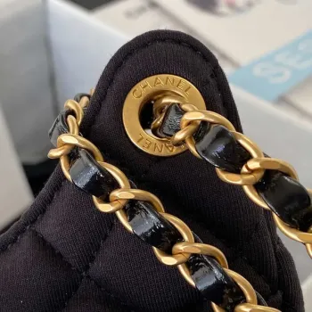 Chanel AS3710 Malá kabelka Hobo Sametová a zlatá kovová černá