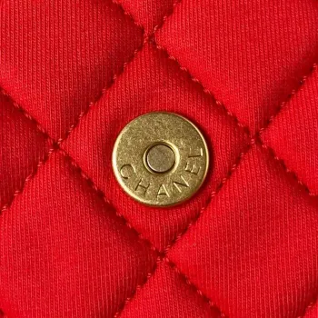 Chanel AS3710 Malá kabelka Hobo Sametová a zlatá kovová červená