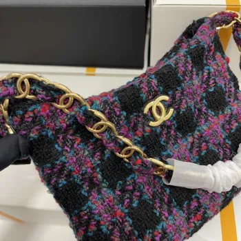 Chanel AS3562 Hobo kabelka vlněný tvíd fialová