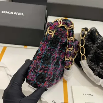 Chanel AS3562 Hobo kabelka vlněný tvíd fialová