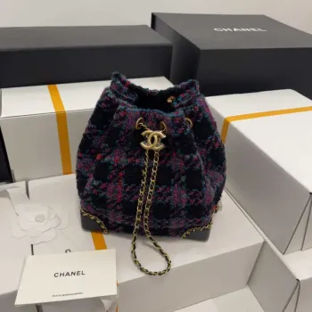 Chanel AS2318 Bucket 22K fialová tvídová taška