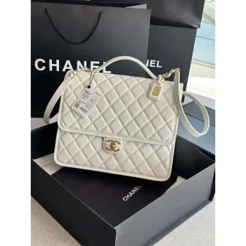 Chanel AS3662 VELKÝ BATOH Telecí kůže a zlatý kov Bílá