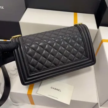 Chanel A67086 Pánská kabelka Černá jehněčí kůže Zlatá