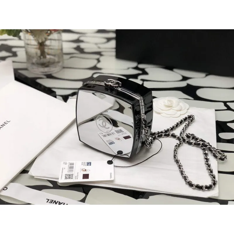 Chanel AP2398 Malá kosmetická taštička Akryl Černá Stříbrná