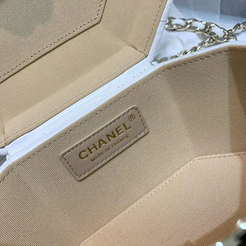 Chanel AS2630 Malá kosmetická taštička Jehněčí kůže Zlatý kov Bílá