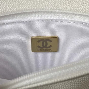 Chanel AP3019 Malá taška s klopou WOC z telecí kůže Taška na telefon Bílá