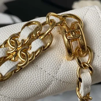 Chanel AP3021 Mini taška s klopou WOC z telecí kůže na telefon, bílá