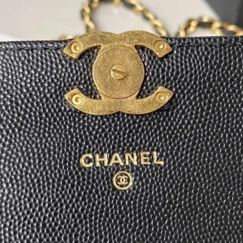 Chanel AP3021 Mini taška s klopou WOC z telecí kůže na telefon, černá