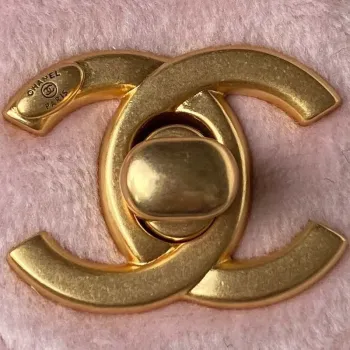 Chanel AS3442 Mini kabelka s klopou, sametová smaltovaná a zlatá kovová růžová