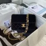 Chanel AS3432 Malá taška s klopou Sametová smaltovaná a zlatá kovová černá