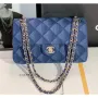 Klasická kabelka Chanel Flap Denim Blue A01112 Gold