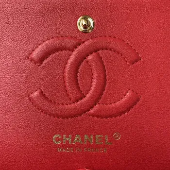 Chanel A01113 Kabelka s klopou Klasická taška Červená jehněčí kůže Zlatá