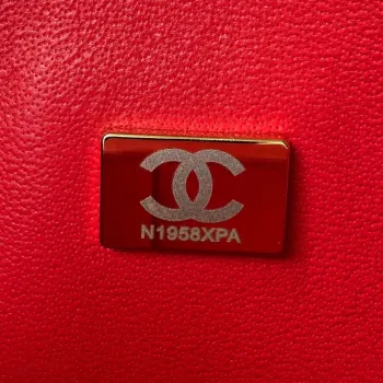 Chanel A01113 Kabelka s klopou Klasická taška Červená jehněčí kůže Zlatá