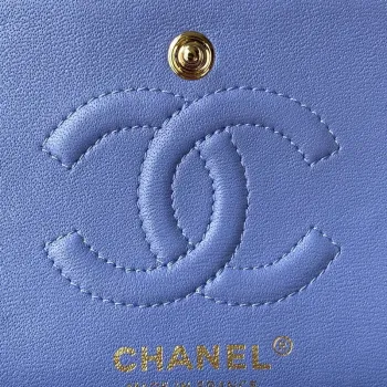 Chanel A01113 Kabelka s klopou Klasická taška Jehněčí kůže Fialová Zlatá