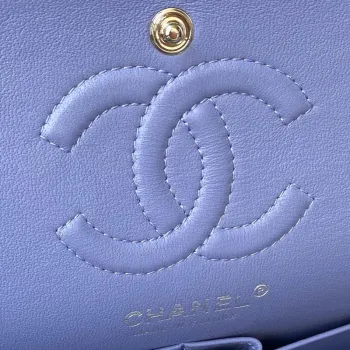 Chanel A01113 Kabelka s klopou Klasická taška Jehněčí kůže Fialová Stříbrná