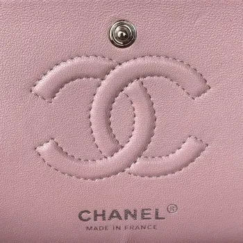 Chanel A01113 Kabelka s klopou Klasická taška Jehněčí kůže Světle růžová Stříbrná