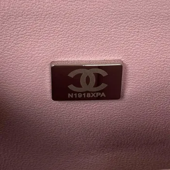 Chanel A01113 Kabelka s klopou Klasická taška Jehněčí kůže Světle růžová Stříbrná