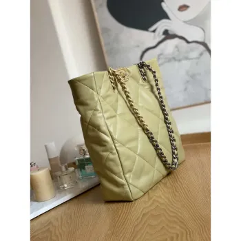 Chanel AS3519 CHANEL19 Nákupní taška Lesklá jehněčí kůže Světle žlutá