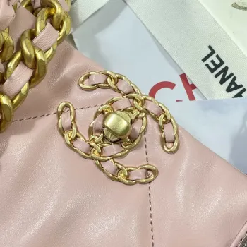 Chanel AS3519 CHANEL19 Nákupní taška Lesklá jehněčí kůže Růžová