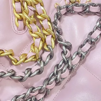 Chanel AS3519 CHANEL19 Nákupní taška Lesklá jehněčí kůže Růžová