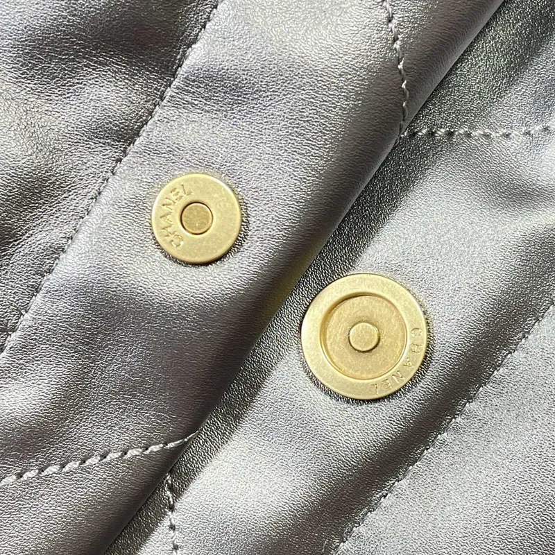 Chanel 22 Velká kabelka Lesklá telecí kůže AS3262 Šedá Stříbrná