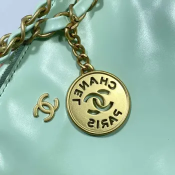 Chanel 22 Velká kabelka Lesklá telecí kůže AS3262 Mátově zelená