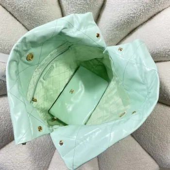 Chanel 22 Velká kabelka Lesklá telecí kůže AS3262 Mátově zelená