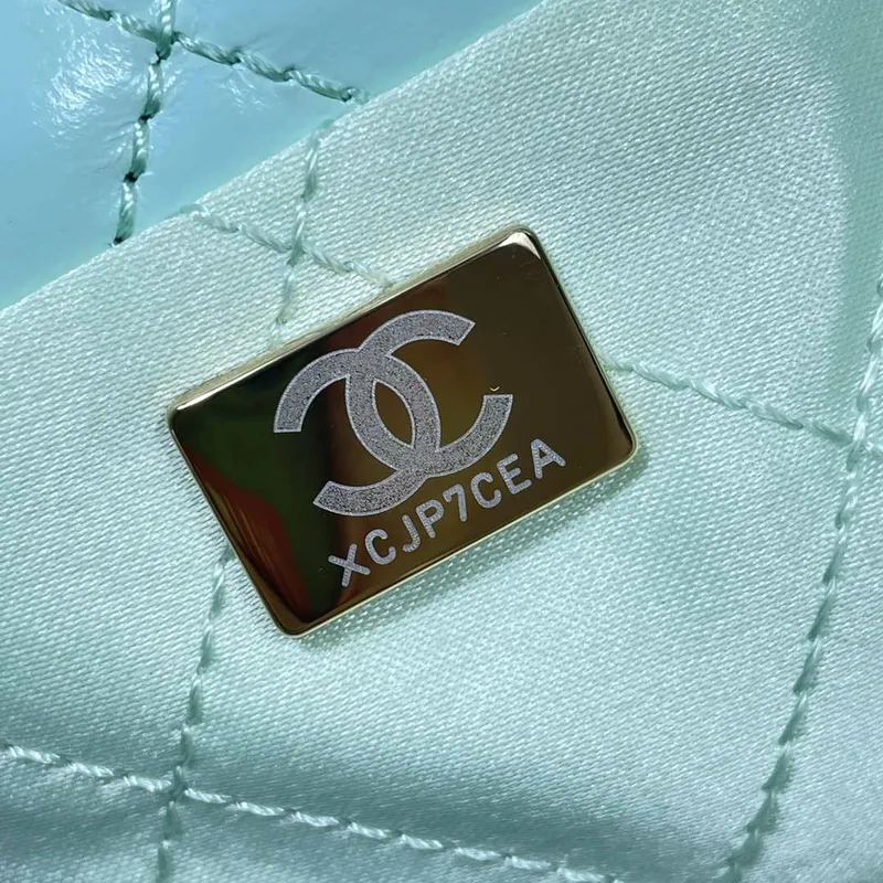 Chanel 22 Velká kabelka Lesklá telecí kůže AS3262 Mátově zelená