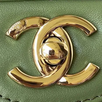 Chanel CC AS2681 Taška s klopou a horním uchem, telecí kůže, zelená