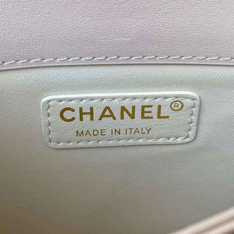 Chanel CC AS2681 Taška s klopou a horním uchem z telecí kůže, světle růžová